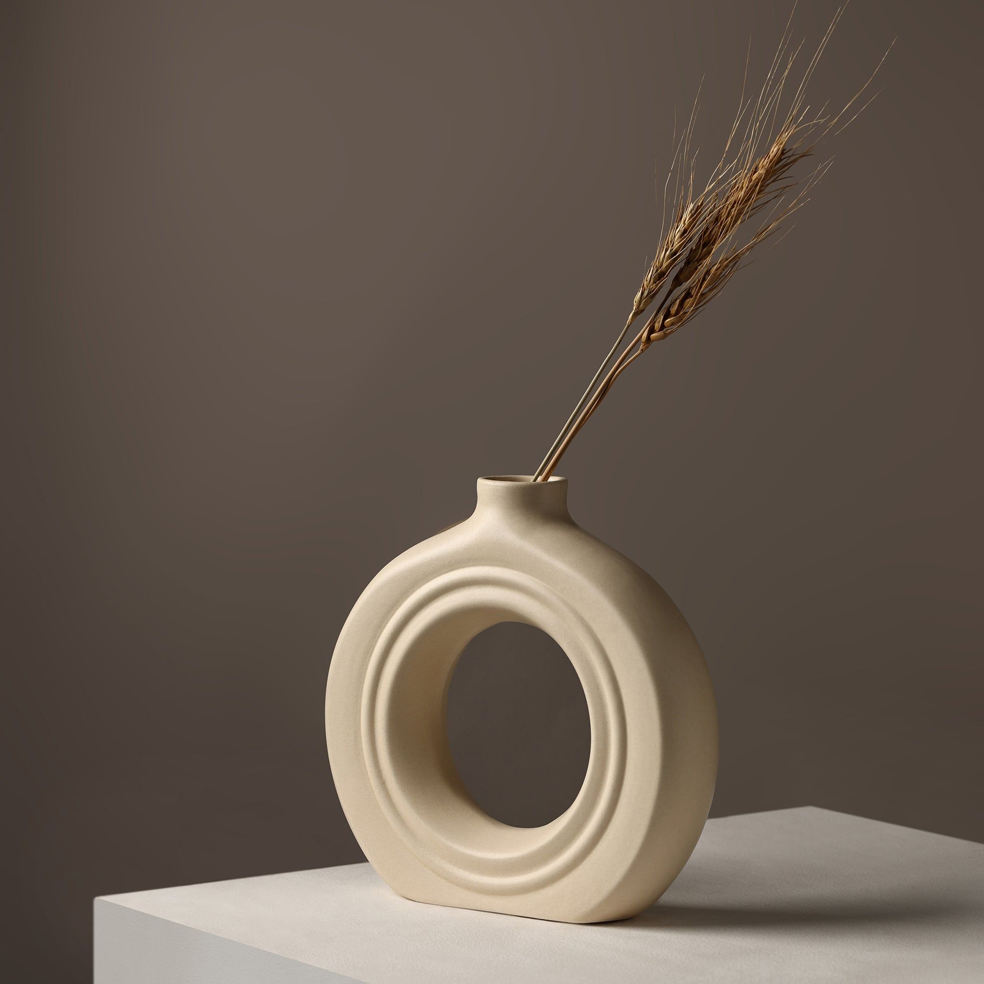 RIBBED DONUT - Handcrafted Ceramic Vase 6″
